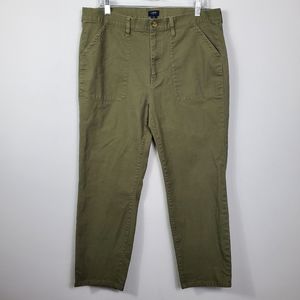 J. Crew Olive Green Utility Style Pant Womens Size 32 Straight Leg